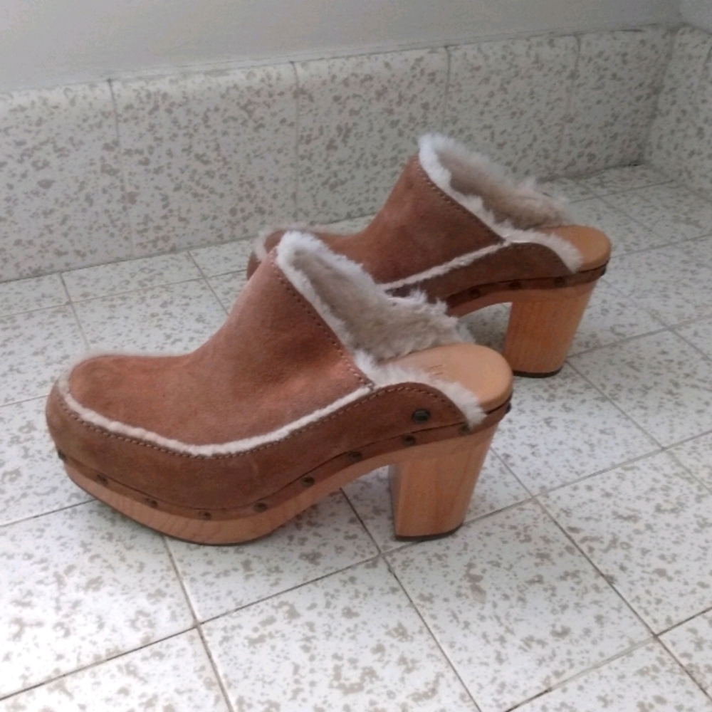 UGG platform sheepskin clogs